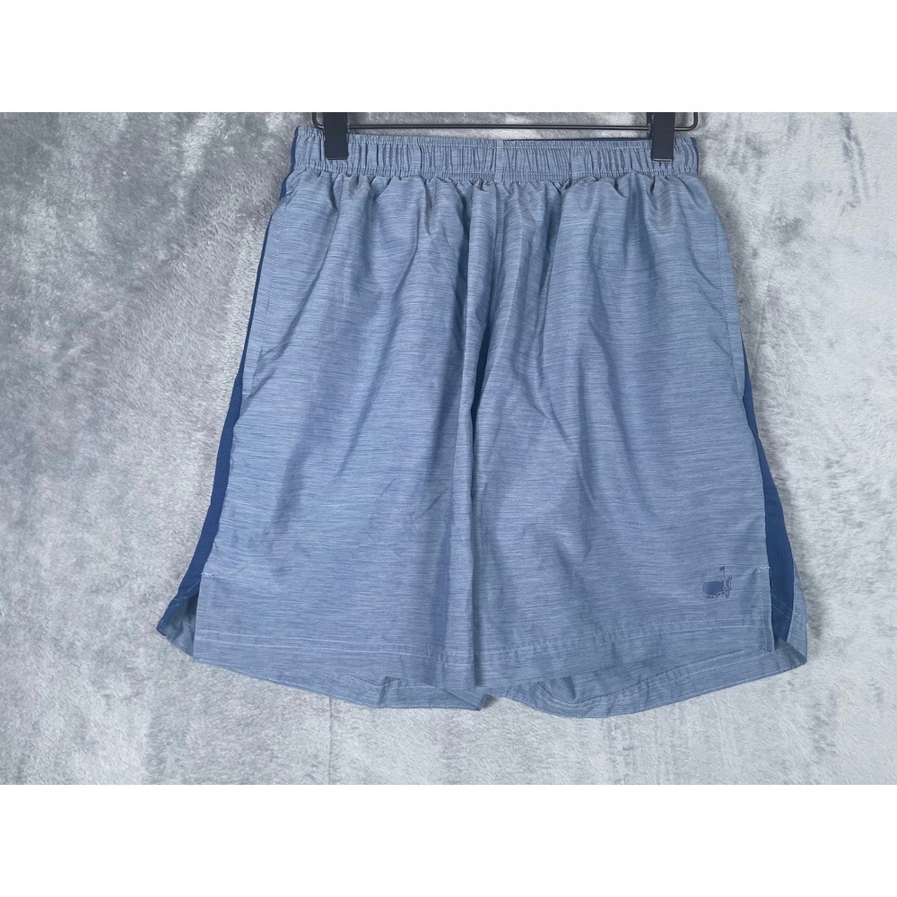 Masters Tech Active Mens Blue Heathered Athletic Golf Shorts Size Medium Logo